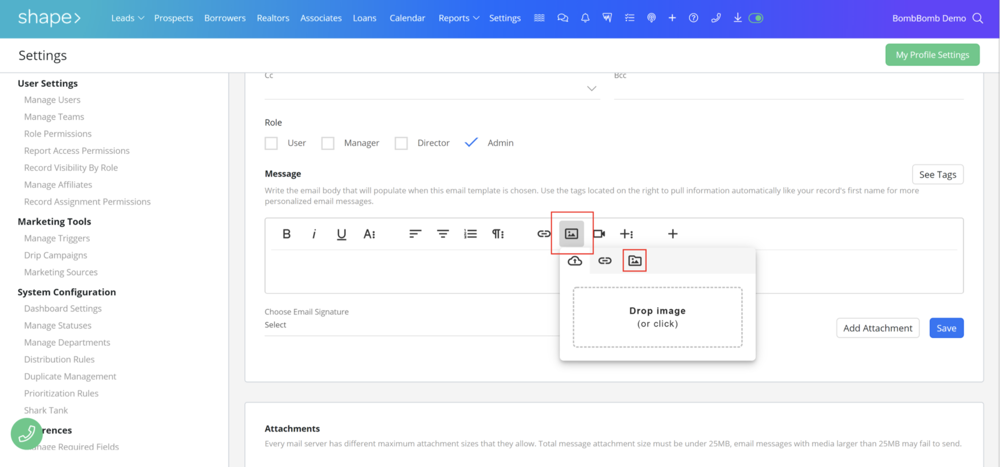 Shape email template